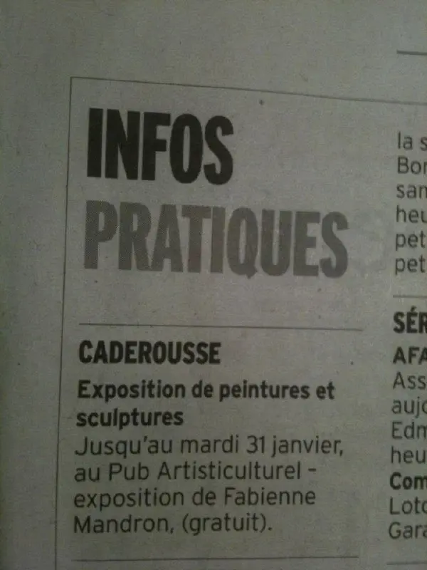 coupure : infos pratiques, exposition Fabienne Mandron