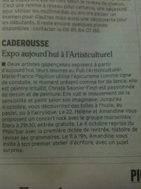 coupure : expo des deux artistes gapençaises