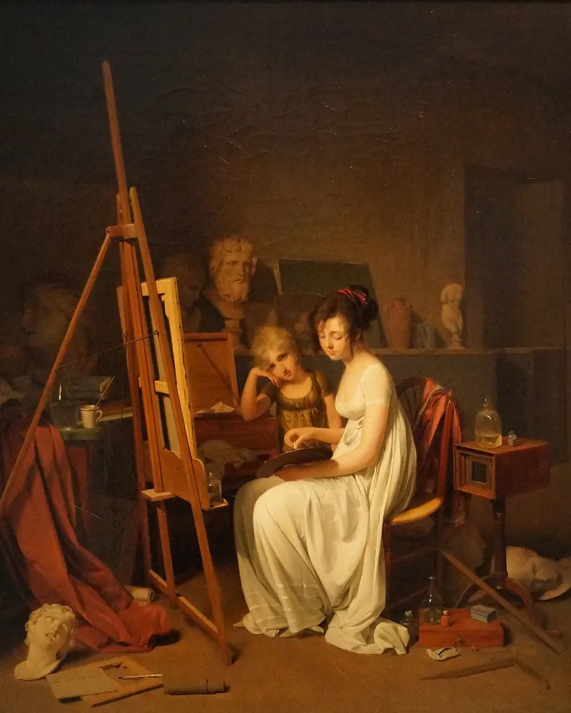 Artiste au travail dans son atelier